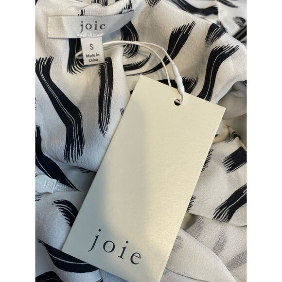 Joie Silk Dress Size Small Black and White Peplum Country Club Preppy NWT - Picture 9 of 11